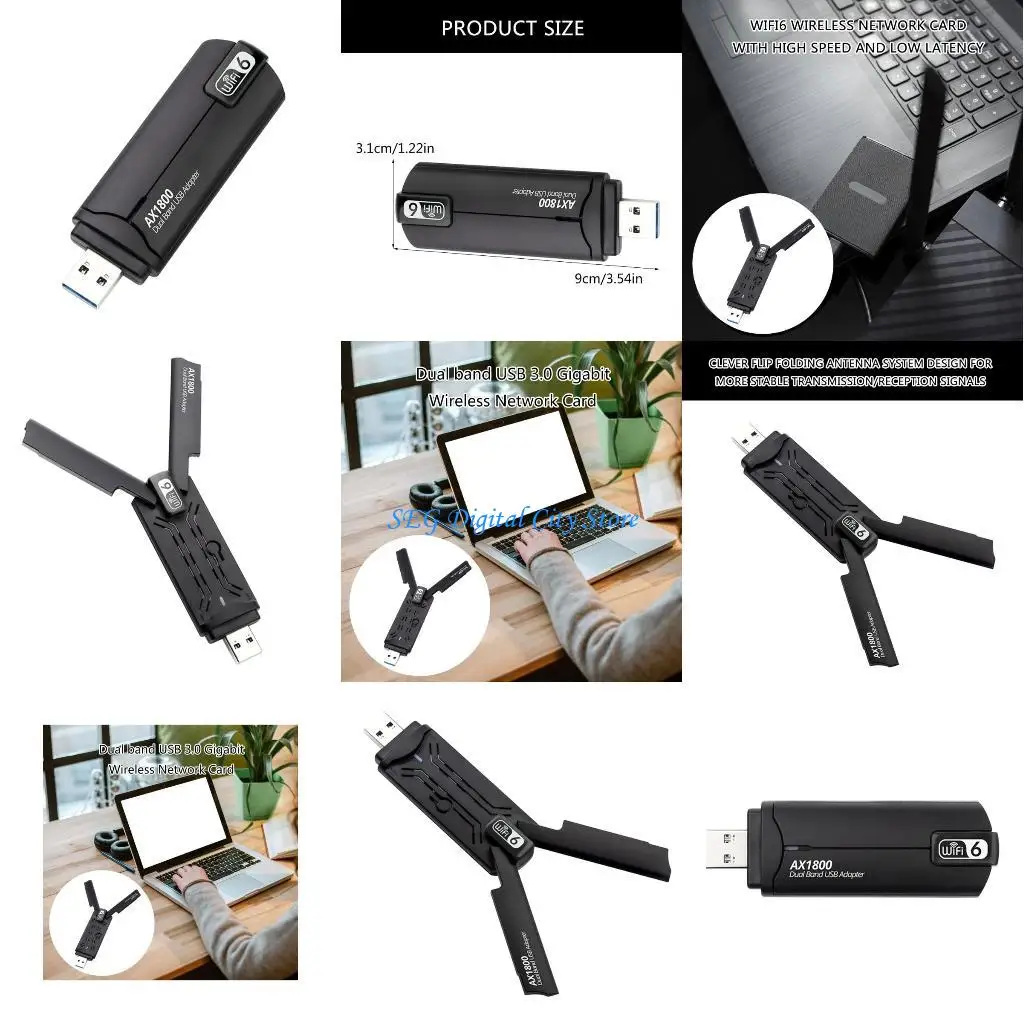 

U75B AX1800 USB3.0 WiFi-адаптер USB WLAN 1800 Мбит/с доступ в Интернет с 2 антеннами, для ПК/настольного Простая установка