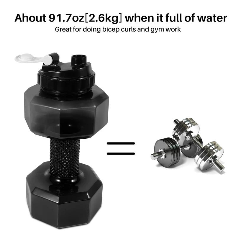 75 Oz (2.2 L) Dumbbell Shaped Water Bottle   Big Capacity   BPA Free   Flip Top Leak Proof Lid