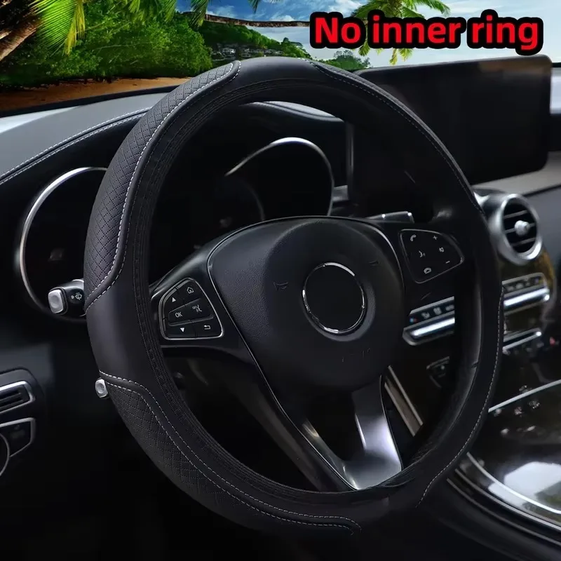 سيارة من الجلد الاصطناعي ثلاثي الأبعاد منقوشة بدون حلقة داخلية غطاء عجلة القيادة قطع غيار السيارات لـ 14.5-15 بوصة