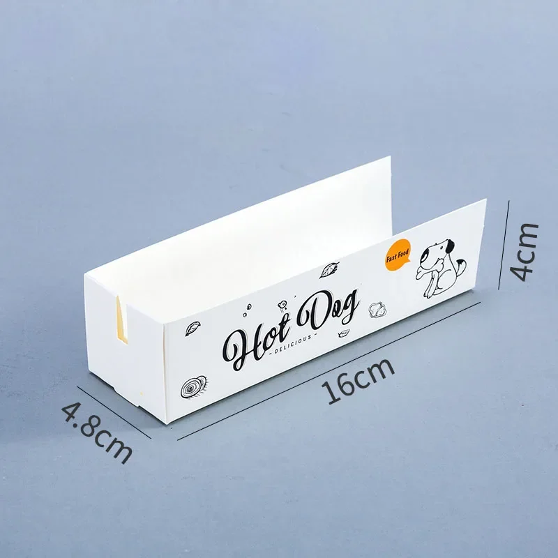 100pcs Hot Dog Packaging Box Paper Disposable Party Tableware Food Serving Tray for Caterers Catering Boxes