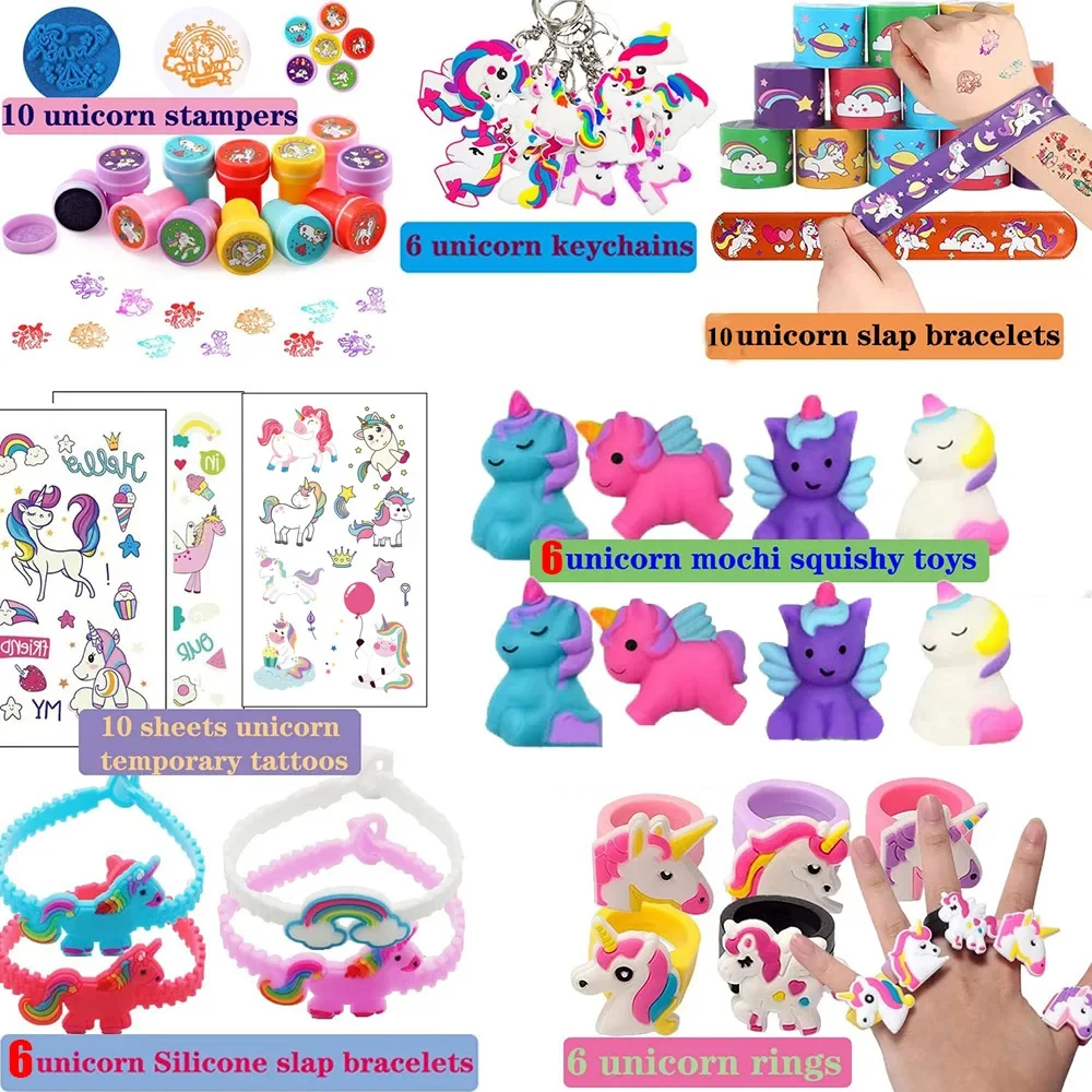 62Pcs Unicorn Party Favors Unicorn Party Gift Supplies for Boys Girls Unicorn Sticker Bracelet Unicorn Birthday Party Supplies