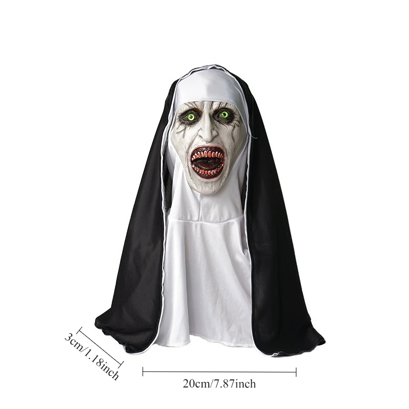 Halloween Horror Nun Mask Headband Haunted House Female Ghost Head Cover Role Play Party Props Masquerade Performance Props