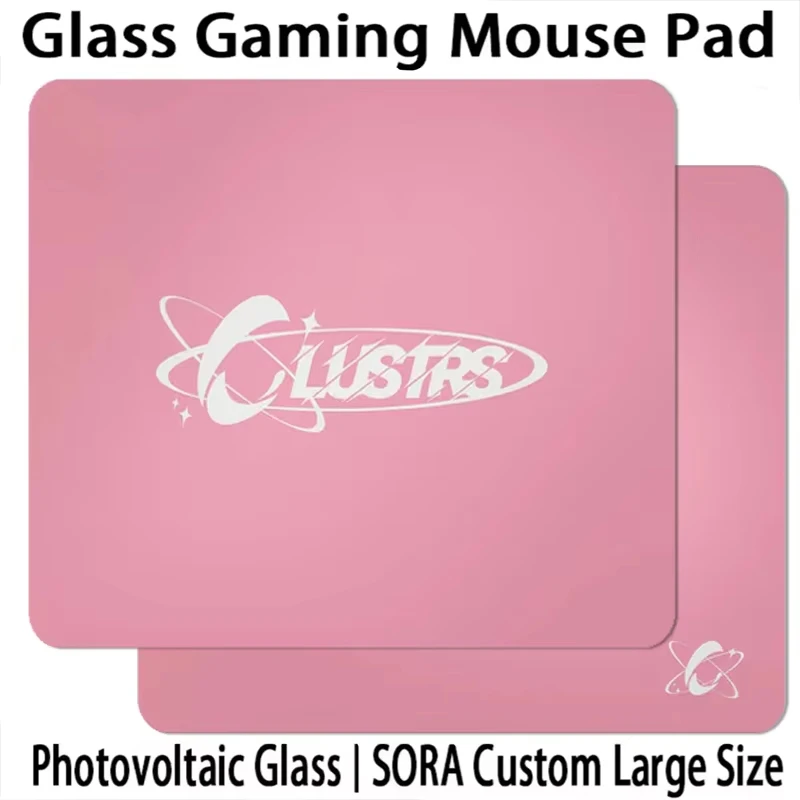 For C-Clusters Pink Tempered Glass Gaming Mouse Pad Cute E-Sports FPS Gaming Desktop Keyboard Mat Non-Slip HD Replica Mousepad