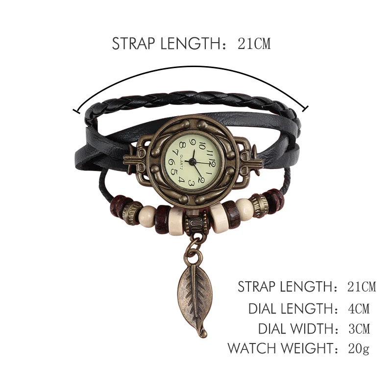 High Quality Women Genuine Leather Vintage Quartz Dress Watch Bracelet Wristwatches Watch Women Luxury Watch