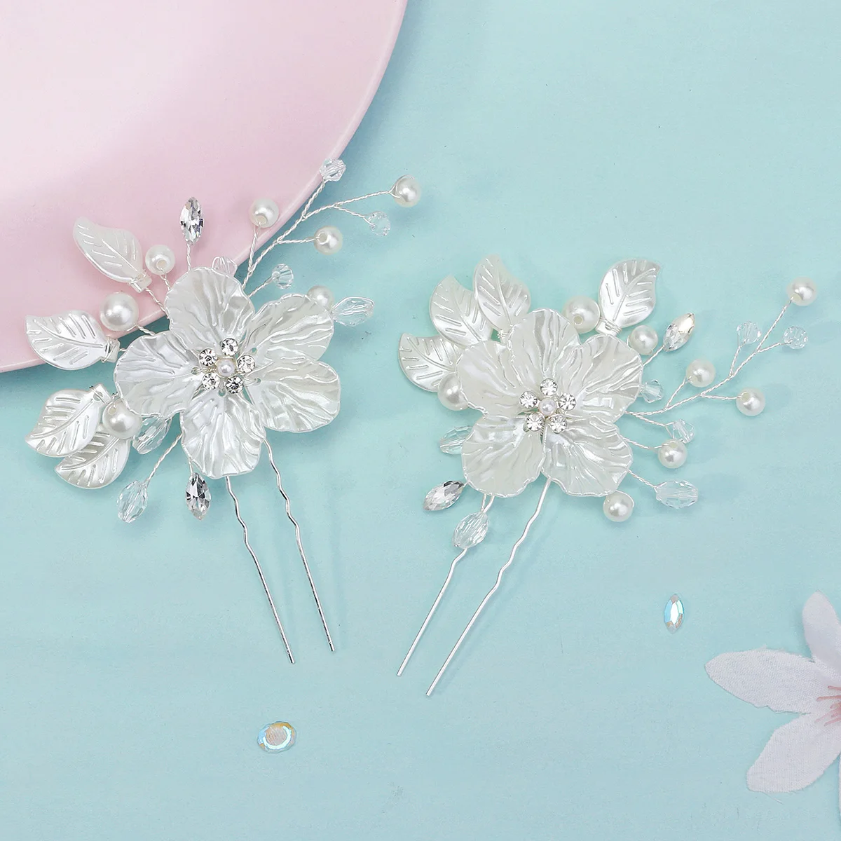 2 Teil/satz Mode Kristall Blume Braut Haarnadeln Trendy Handgemachte Perle Haar Clips Für Frauen Urlaub und Party Schmuck Zubehör – Detail 20