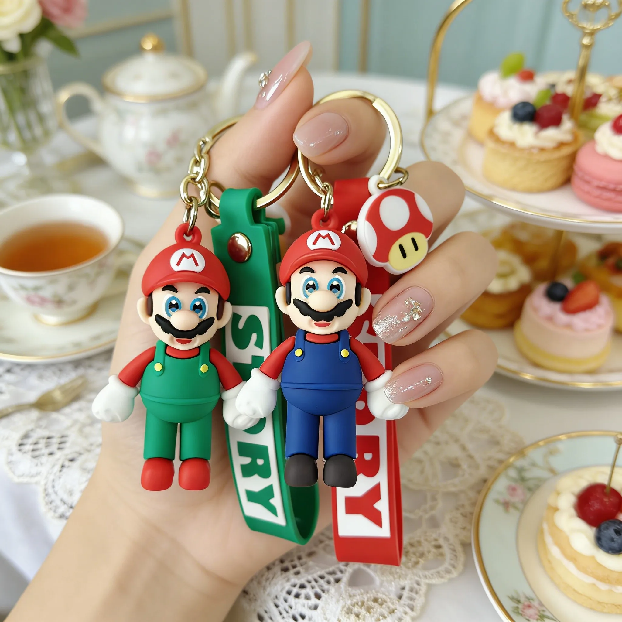 

1-5 шт. Супер Брелок-фигурка Марио Брос: Луиджи, Тоуд, Йоши, Боузер. Модель из ПВХ, мультяшный кулон для сумки, игрушка, подарок.