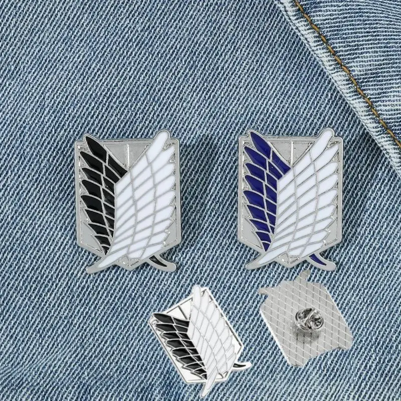 Anime Cartoon Attack On Titan Metal Brooch Wings of Freedom Logo Clothing Jewelry Badge Bag Accessories Kid Toy Student Gift