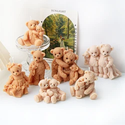3D Bear Family Candle Mold DIY Teddy Bear Scented Candle Plaster Mold Animal Soap Resin Making Tool Home Decor Handmade Gifts