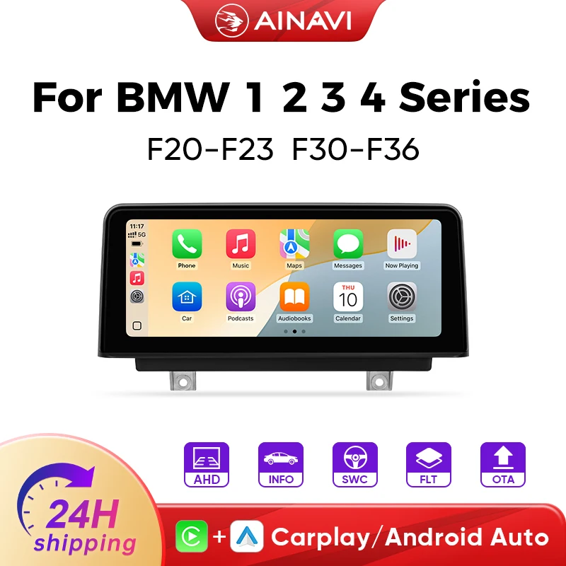 Ainavi Carplay inalámbrico para BMW F30 Android Auto F20 Carplay Serie 3 F31 Multimedia para coche F21 Radio para coche Serie 1 Estéreo para coche Pantalla táctil HD IPS 1920*720 Sistema NBT 1