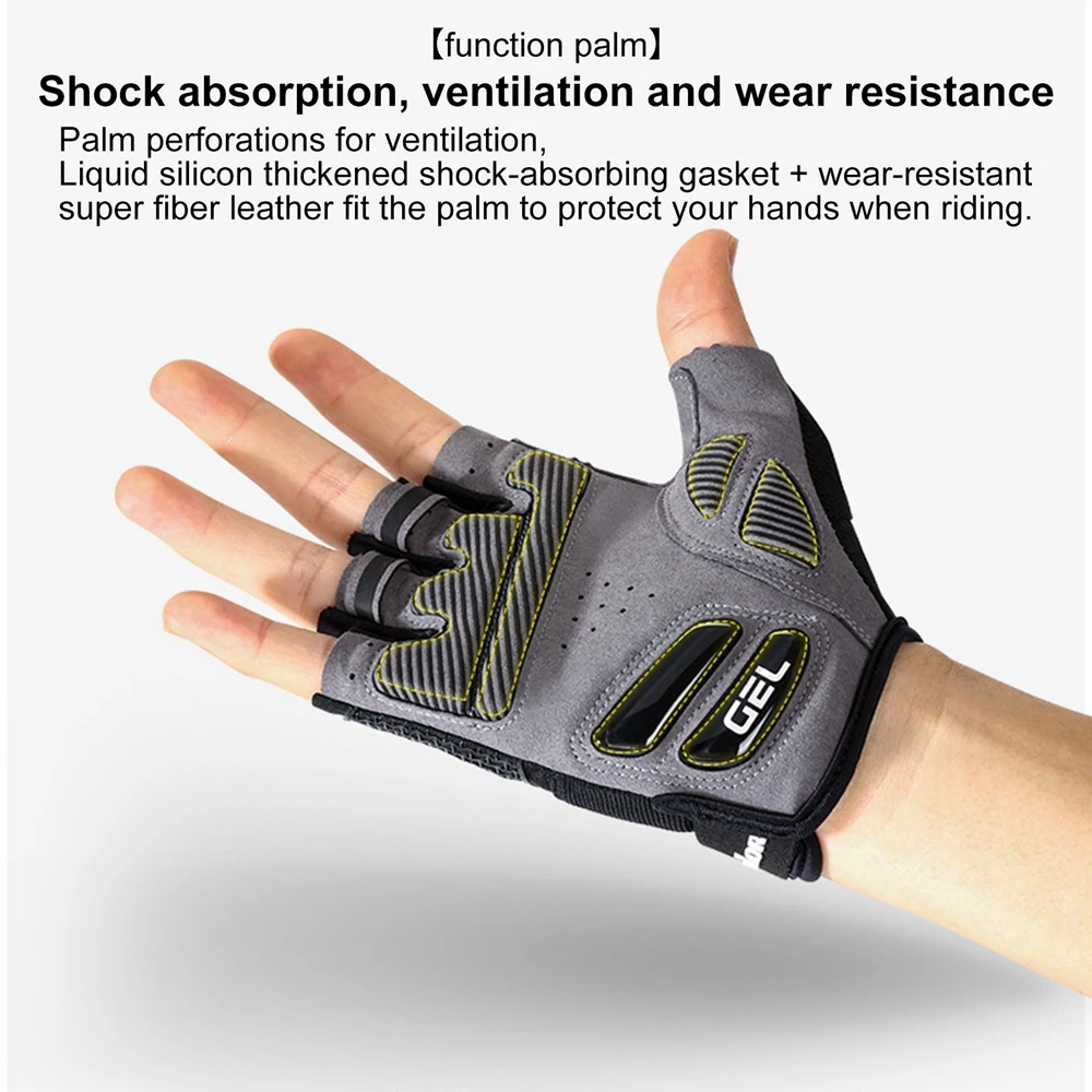 Half-fingered Cycling Gloves Men Liquid Silicone Shock Absorption Breathable Sports Bike Fitness Gloves