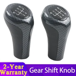 Carbon Look For BMW 1 3 5 6er E46 E53 E60 E61 E63 E81 E82 E83 E84 E87 E90 E91 E92 Car 5 6 Speed Leather Gear Silver Shift Knob