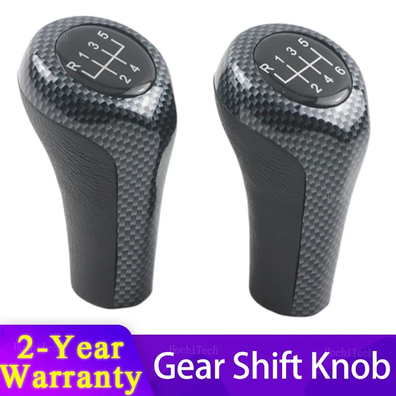 Carbon Look For BMW 1 3 5 6er E46 E53 E60 E61 E63 E81 E82 E83 E84 E87 E90 E91 E92 Car 5 6 Speed Leather Gear Silver Shift Knob
