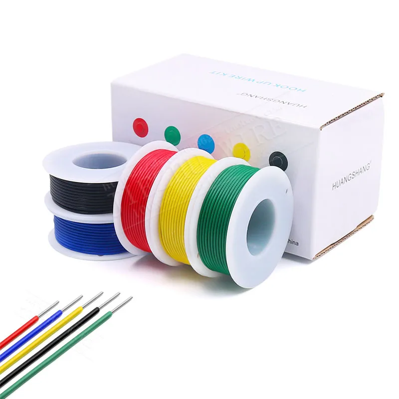 30awg Jumper OK Wire 5 colors Electronic Circuit Wrapping Cable Tinned Copper PCB Hook-up Flying 250m/Box Welding Solid Wire DIY