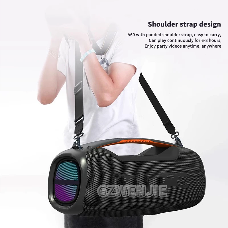 A60 100W Bass Column Wireless Bluetooth Speaker Portable Outdoor Boombox 3D Stereo Party Subwoofer with Microphone