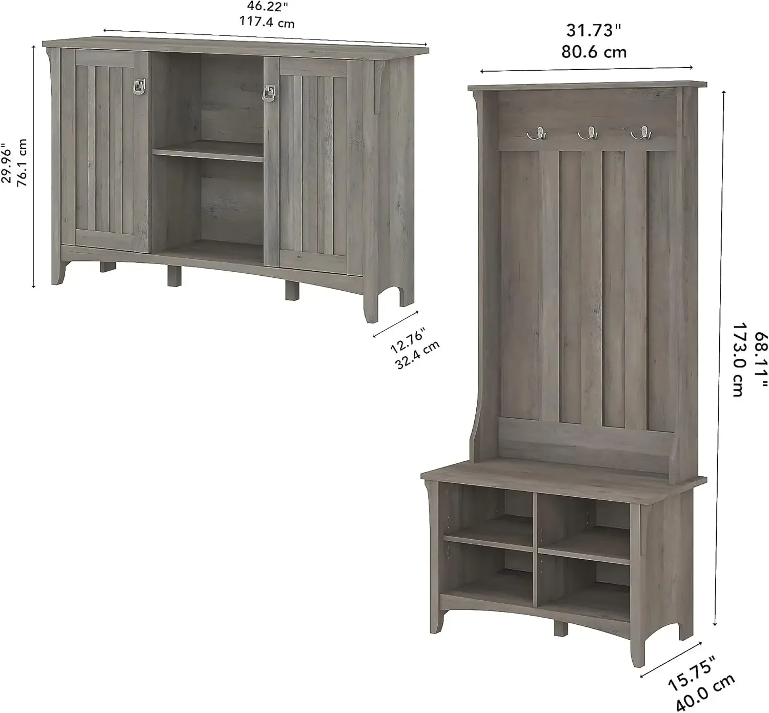 Panca per scarpe e armadietto con accento