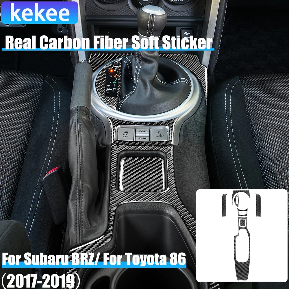 

Real Carbon Fiber Car Accessories Gear Shift Cup Holder Set Cover Soft Sticker For Subaru BRZ Toyota 86 GT86 2017 2018 2019