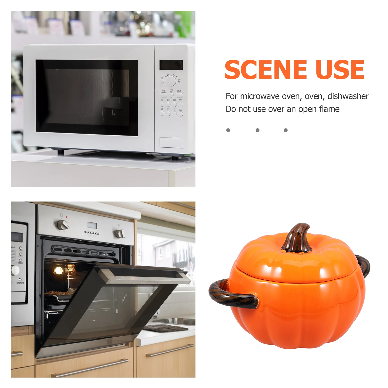 

Миска для супа с тыквой, керамическая миска с двойной ручкой и крышкой, миска для тушения, легко чистящийся кухонный контейнер, горшок для тушения, контейнер для супа