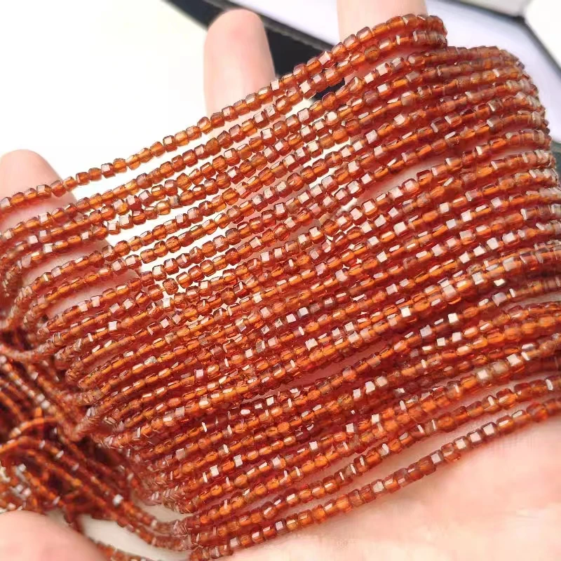 

Fendarite orange garnet square 2.3mm faceted for DIY jewelry necklace 32cm FPPJ wholesale