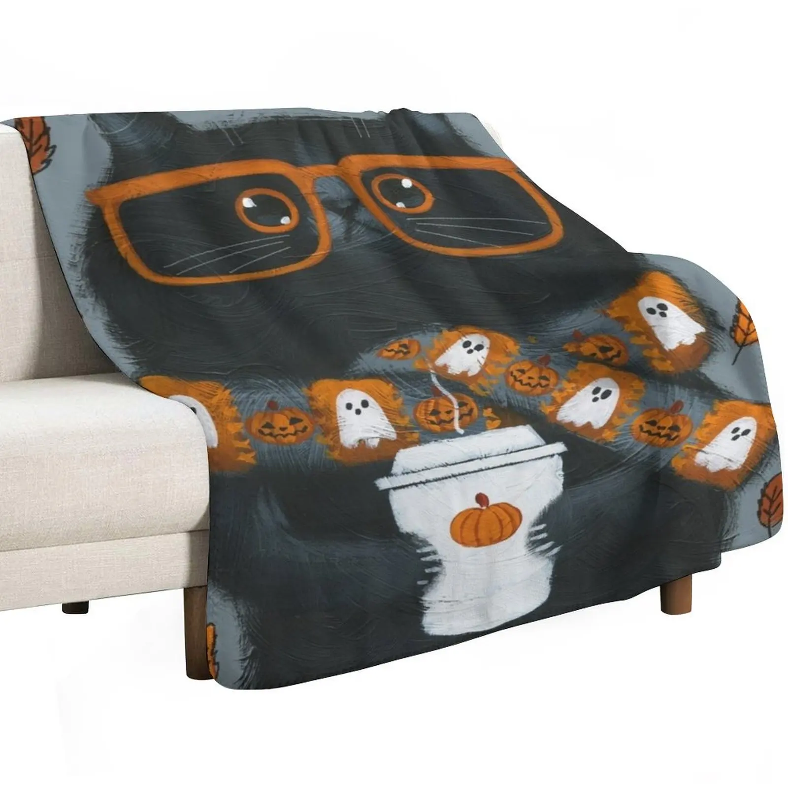 Autumn Pumpkin Spice Kitty Throw Blanket cosplay anime For Baby halloween Decorative Throw christmas decoration Blankets