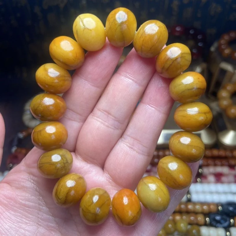 

Браслет из буддийских бусин в стиле полудрагоценных камней, высокополированный, 14 мм, из цельной кости, в стиле Yak Old Spirit