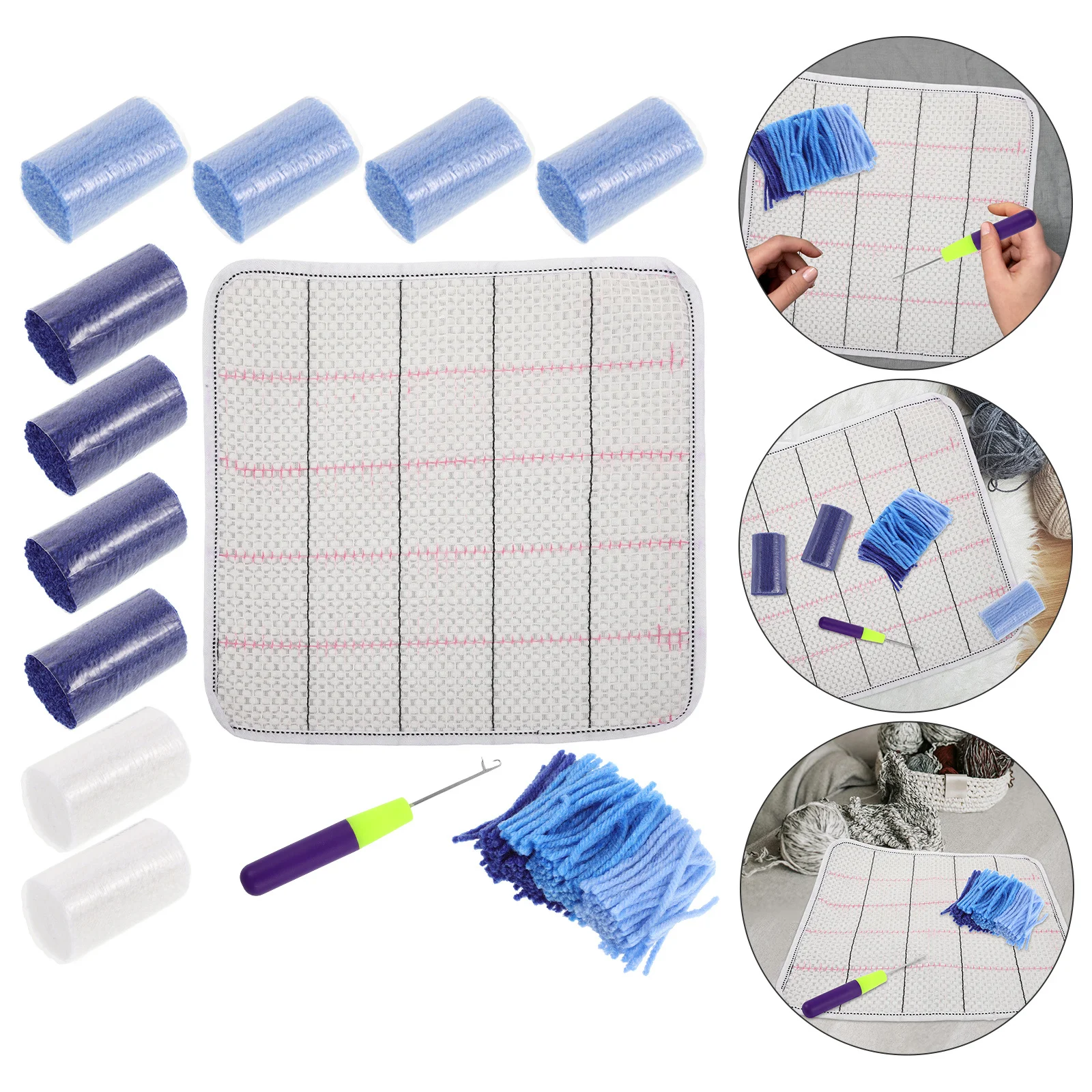 

1Set DIY Latch Hook Kit Carpet Rug Making Kit Lightweight Comfortable Soft Latch Hook Yarn for Beginners Family Craft