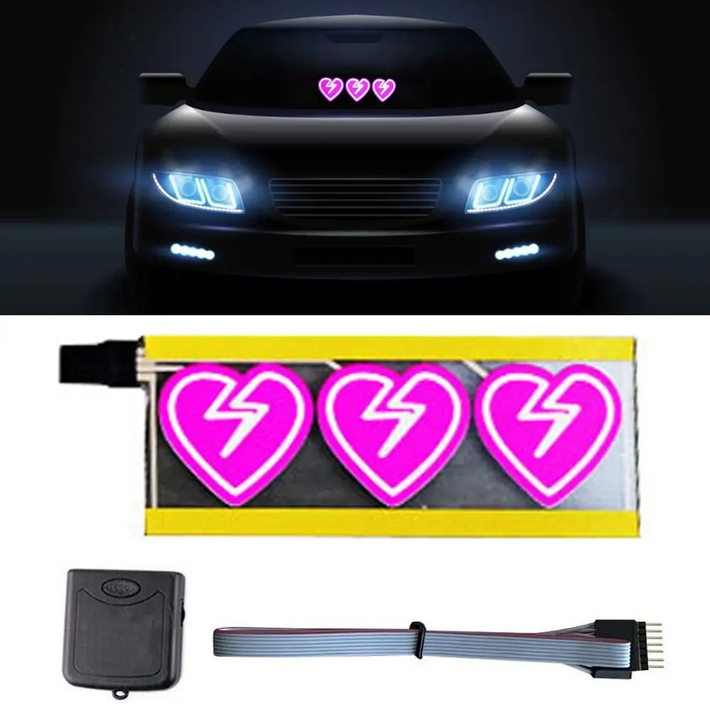 Durable Broken Heart LED Car Sticker 5 Modes Electric Windshield Sticker Car Safety Signs Windshield