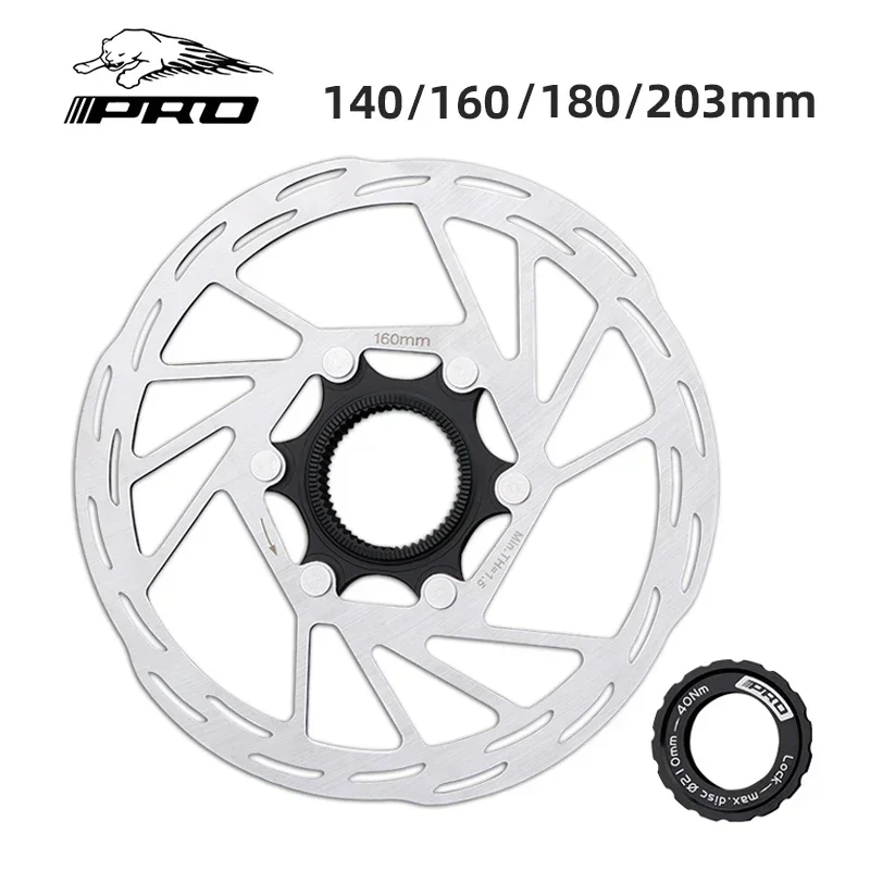 

IIIPRO Mountain Bike Center Lock Disc Brake Rotor 203mm /180mm /160mm /140mm Road Bike Cooling Disc Brake Rotor With Lock Ring