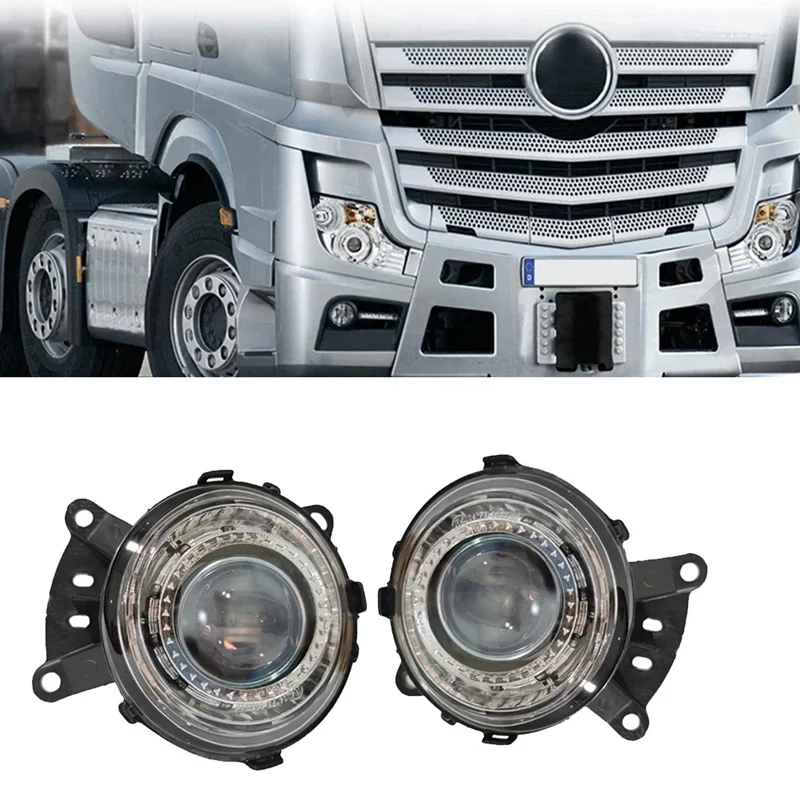 1Pair Truck Front LED Fog Lamp Daytime Running White Lights For Benz Actros MP4 2011-2019 Emark E4 9438200156 9438200056