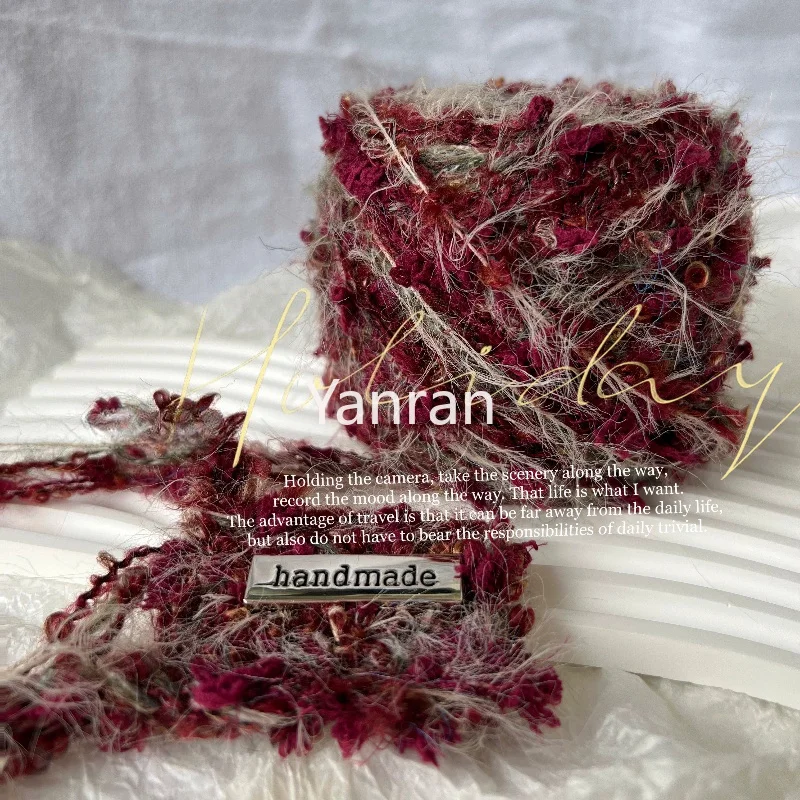 80g Dark Retro Style Hand-mixed Yarn Medium-coarse Crochet Bag Material Mixed Yarn, Crochet Vintage Fringed Shawl Matching Yarn
