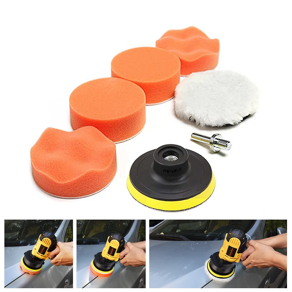 

7pcs Car Sponge Polishing Pad Set Polishing Buffer Waxing Adapter Drill Kit for Auto Body Care Headlight Assembly Repair