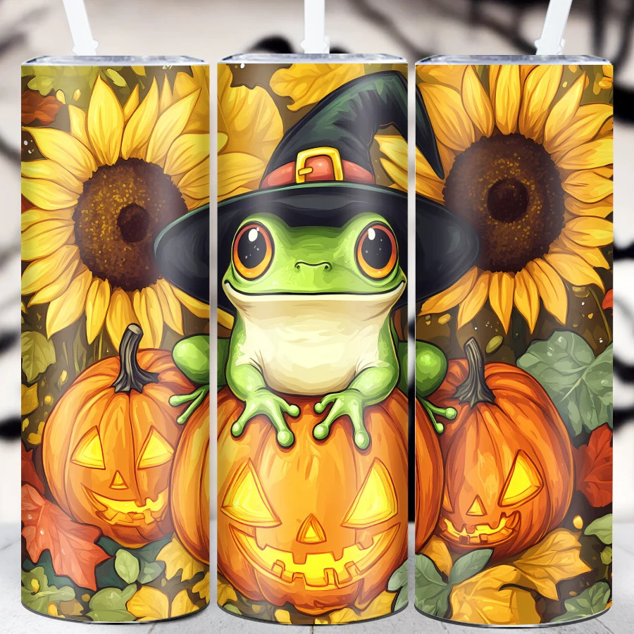 20oz Water Mugs Straw Lid 1Pc Cute Party Insulated Coffee Bottle 3D Print Animal & Sunflower Christmas Party Festive Decoration