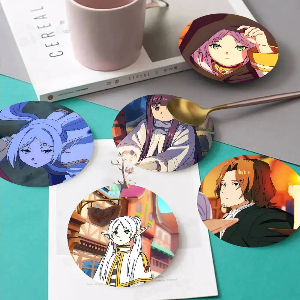 1pc F-rieren Beyond Journey's End Wooden Coaster Colour Printing Cup Mat Home Desk Decoration Gifts