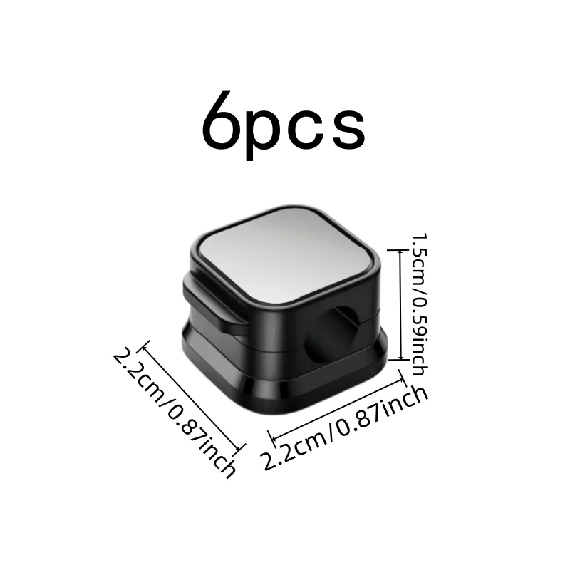 Strong Magnet Hold Magnetic Cable Clips 6 pcs, perfect for Desktop Cable Organizing, Multi-Cable Compatible