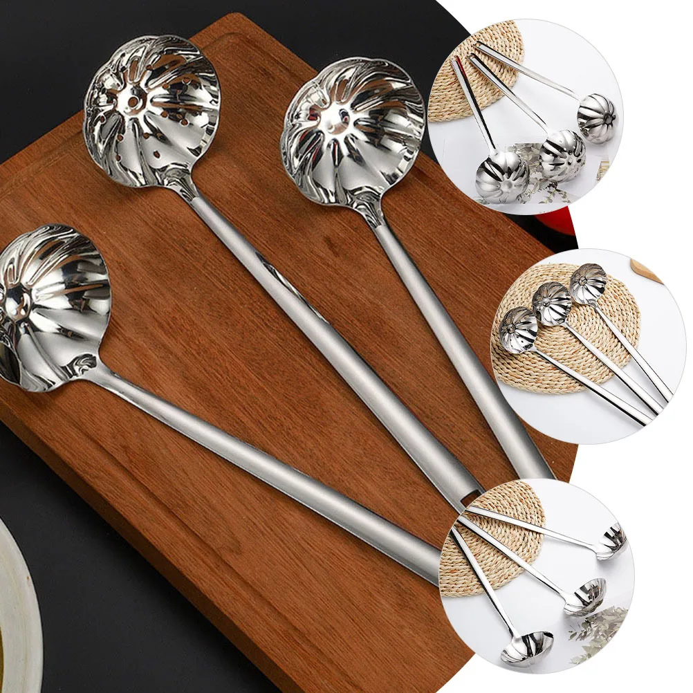 

Lotus Shaped Stainless Steel Oil Filter Spoon Fine Polishing Mirror Finish Soup Residue Separator Multi-Use Cooking Ladle
