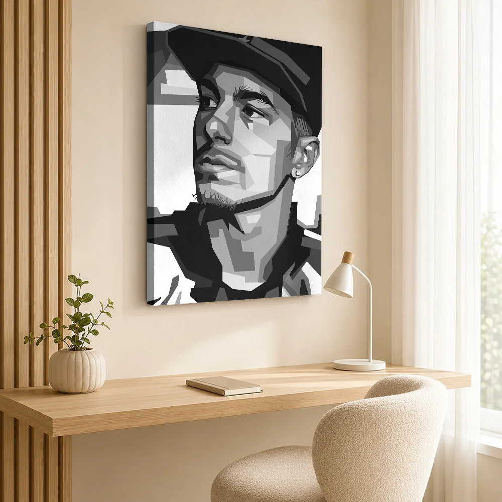 Maverick Vinales Tribute Canvas Painting Poster Geometric Style Wall Decor With Personalized Photo For Garage Ideal Rider Gift