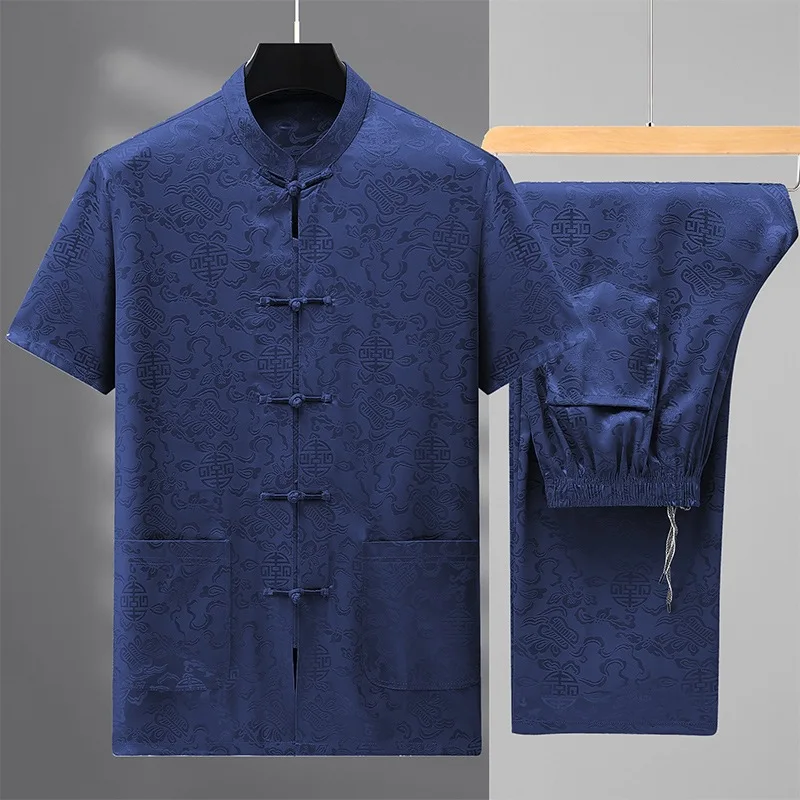 

2025 Summer New Fashion Printed Short Sleeve Suit Men's Casual Relaxed Comfortable Breathable Two-Piece Set