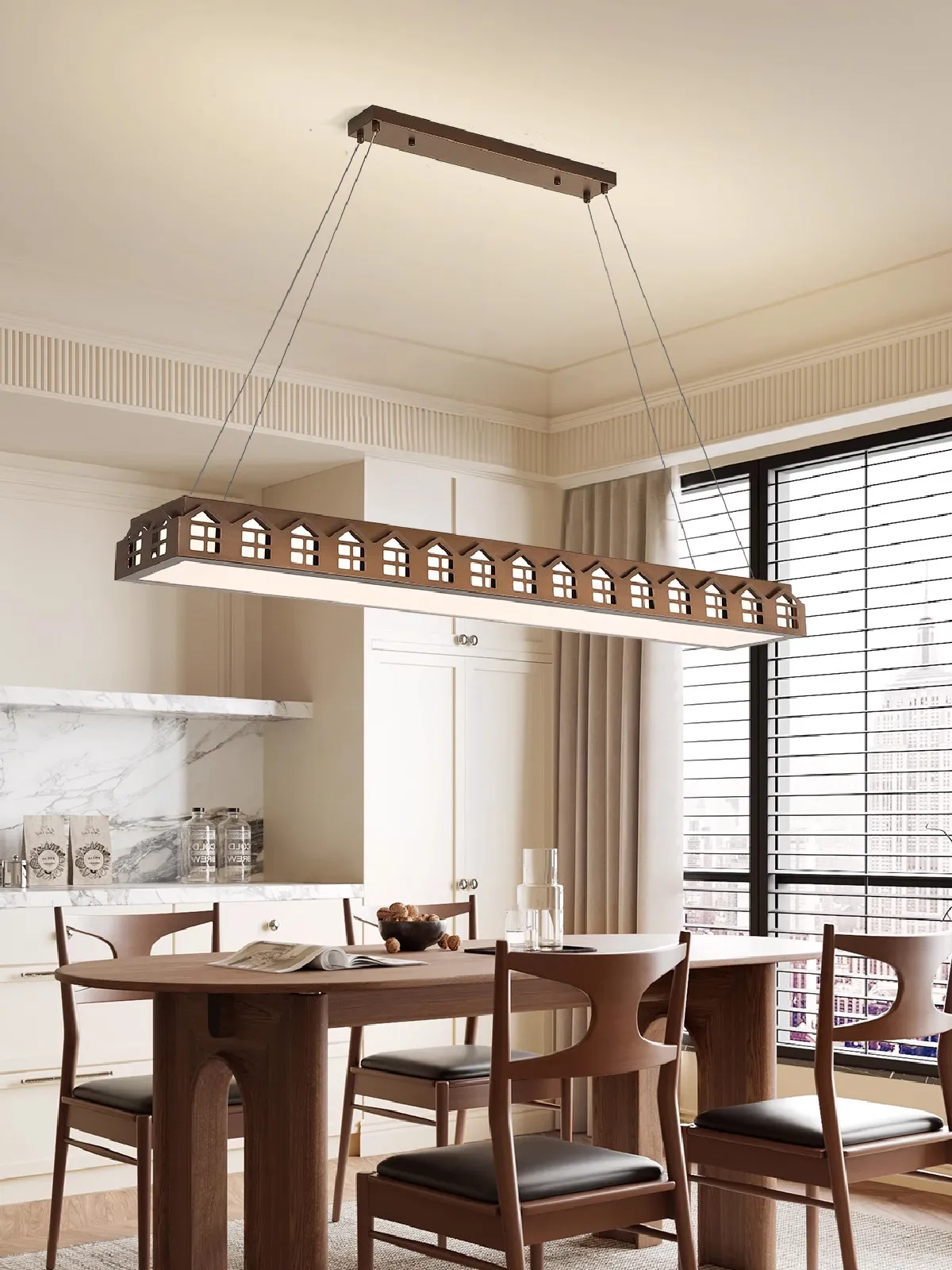 One-word Chandelier New Creative Art Modeling Restaurant Lamps Chinese Ancient Style Zen Dining Table Bar Lamp