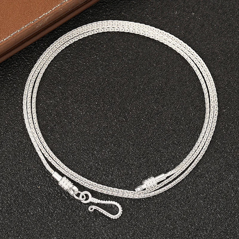 925 sterling silver internet celebrity wearing Tianzhu necklace universal DIY lock chain men's and women's woven fine