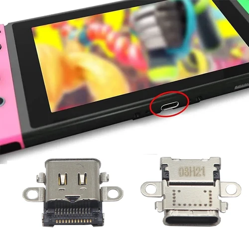 【5-1PCS】para interruptor NS OLED puerto de carga Usb lote de enchufes para consola Switch Lite conector de alimentación puerto de enchufe tipo C