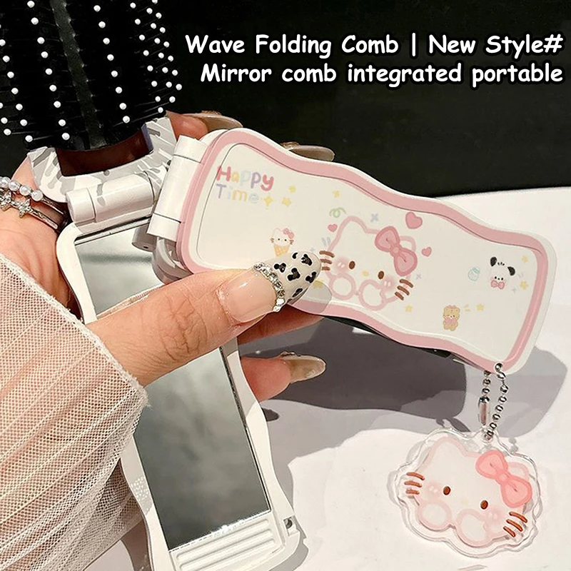 

1PC Hellokitty SanrioCosmetic Mirror Foldable Handheld Portable Go Out Touch Up Makeup Vanity Mirror Cartoon Cute Girls Gift