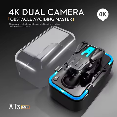 XT3 미니 드론 2.4G 신호 간섭 방지 4K HD 듀얼 렌즈 3방향 장애물 회피 접이식 쿼드 어린이 항공기 장난감