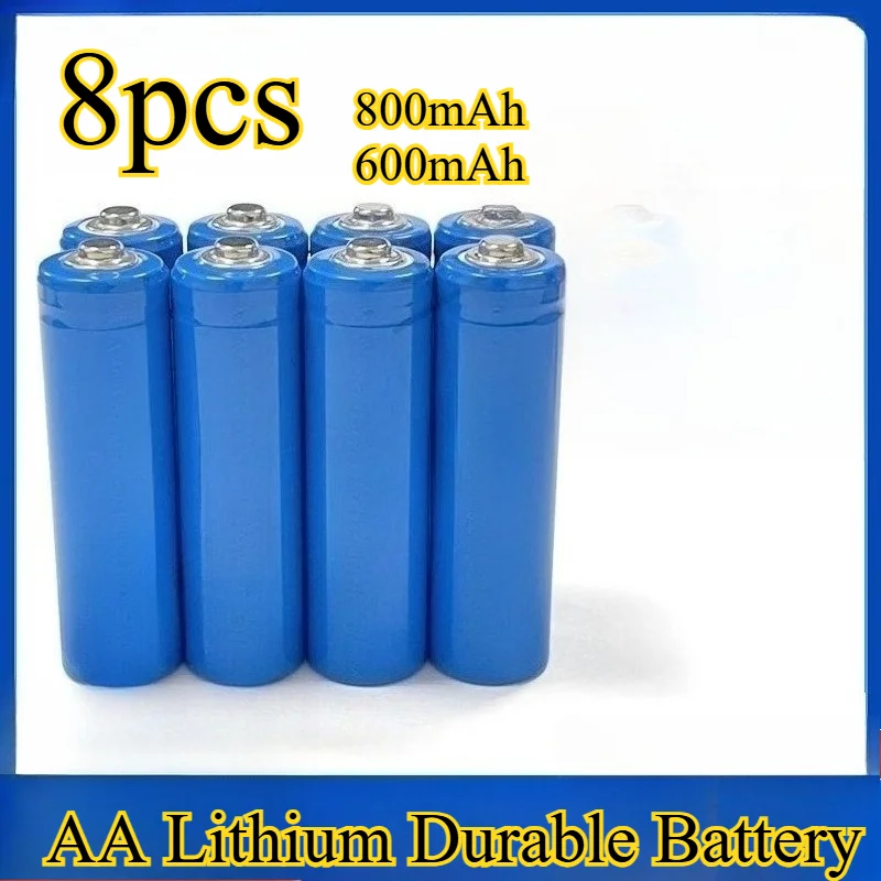 8 قطع 800 مللي أمبير بطارية ليثيوم متينة قابلة لإعادة الشحن AA - تدوم طويلاً لأجهزة التحكم عن بعد وألعاب الساعات ولوحات المفاتيح