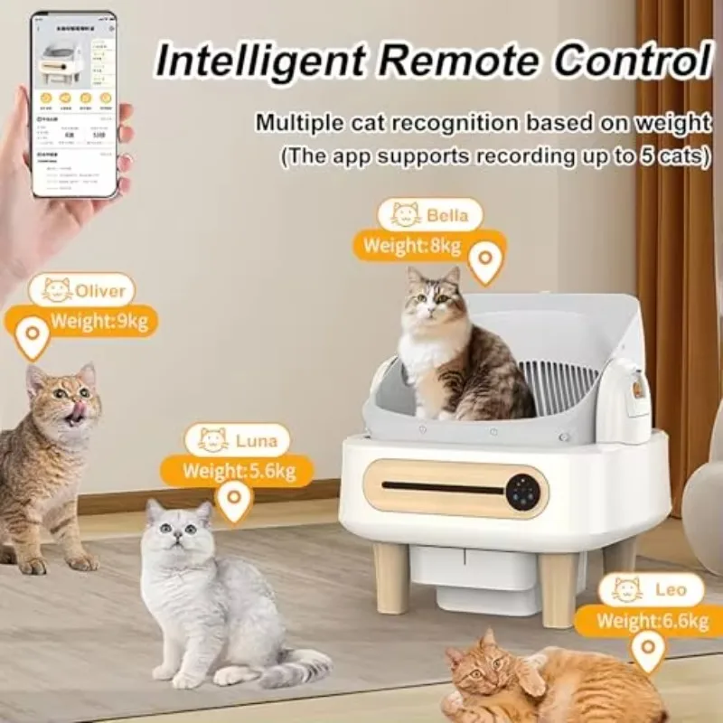 2026 New Intelligent Self-Cleaning Cat Litter Box Multi-cat Identification Integrated Security Protection, Top Open Design