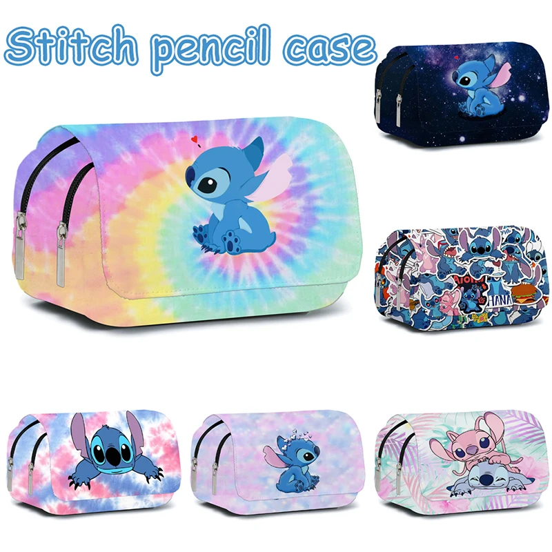 Estuche de lápices de dibujos animados de Stitch, bolsa de papelería de gran capacidad, bolsa de almacenamiento de suministros escolares para estudiantes, bolsa de lápices