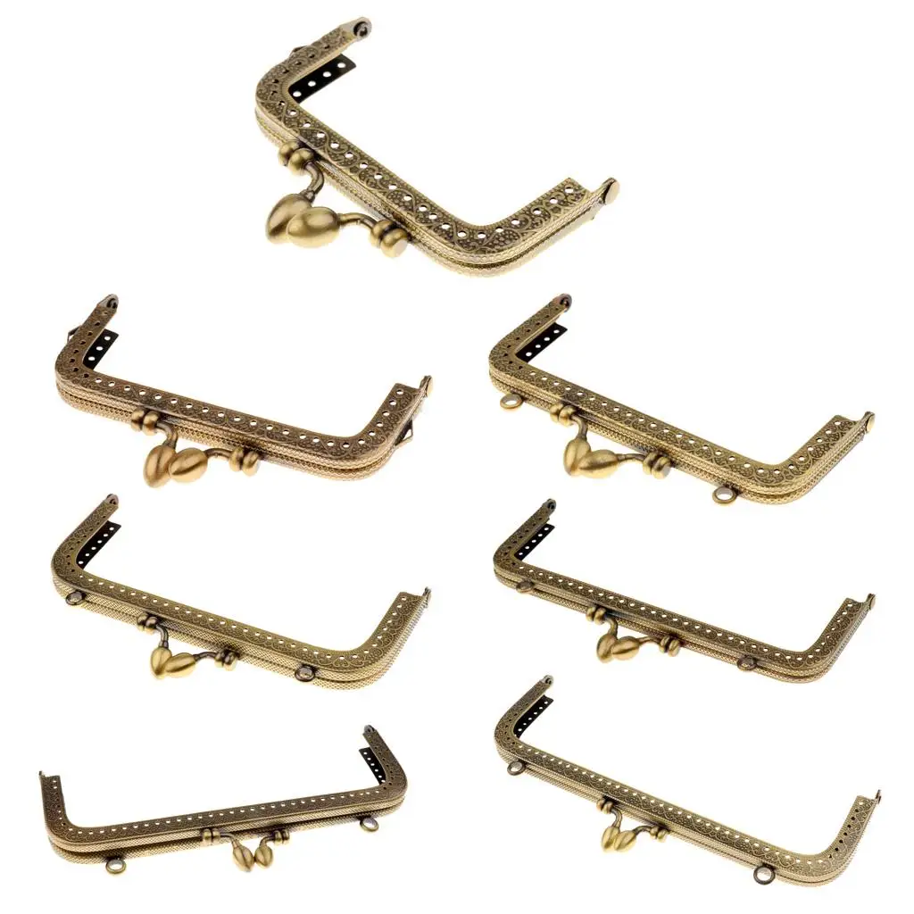 Bronze Purse Coins Frame Iron Material Kiss Clasp Lock Bag Neck Type for DIY Shoulder Strap Purse