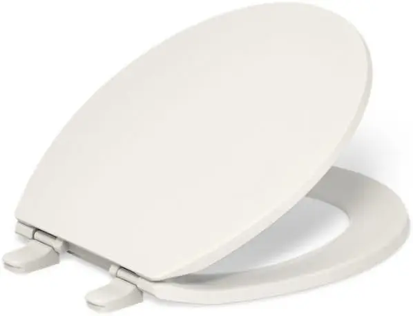 

Slow Close Toilet Seat Round, Quiet-Close Lid with Grip-Tight Bumpers and Quick-Attach Hardware for Easy Installation