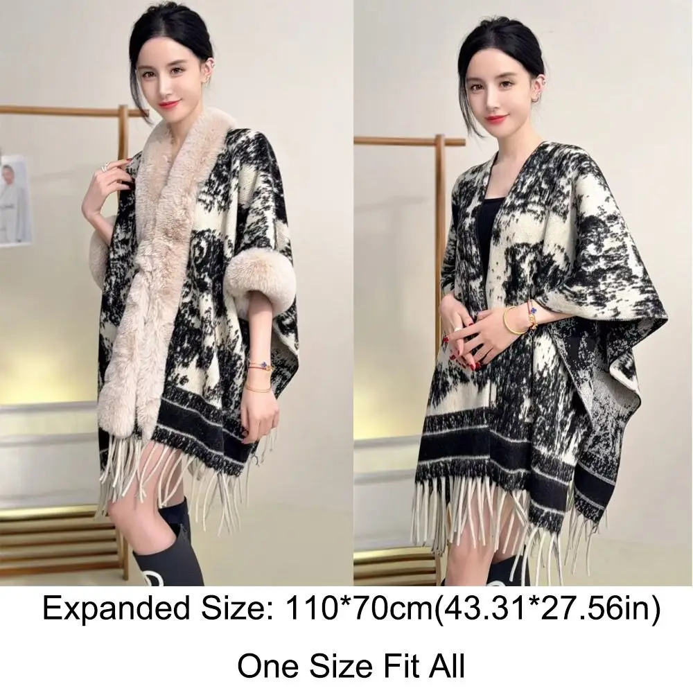 Trendy Winter Warm Plüsch Schal High-end Verdicken Strickjacke Cape Vielseitig Mantel Äußere Frauen Mode
