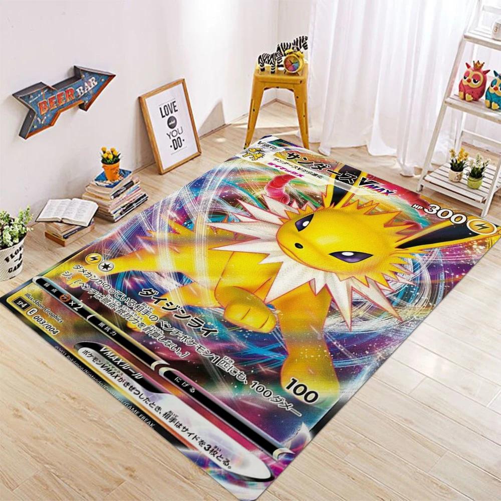 Alfombra temática de juego de cartas MINISO Pikachu Charizard Gengar para dormitorio, alfombra para el suelo, sala de estar, zona deportiva electrónica, decoración elegante, alfombra de bienvenida