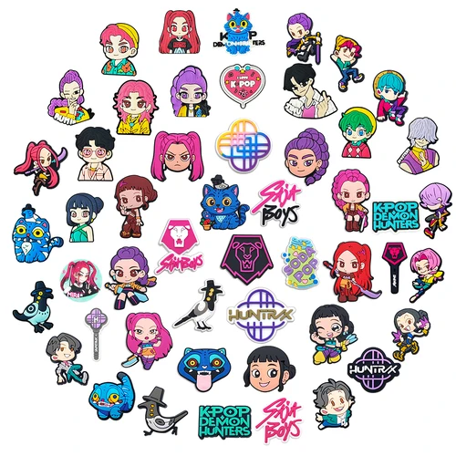 Imagen 1 del producto 30/50/100 Uds. Amuletos de zapatos KPop Demon Hunters para pulsera DIY, pulsera, sandalias, accesorios para zapatos, regalos de recuerdo de fiesta para niños