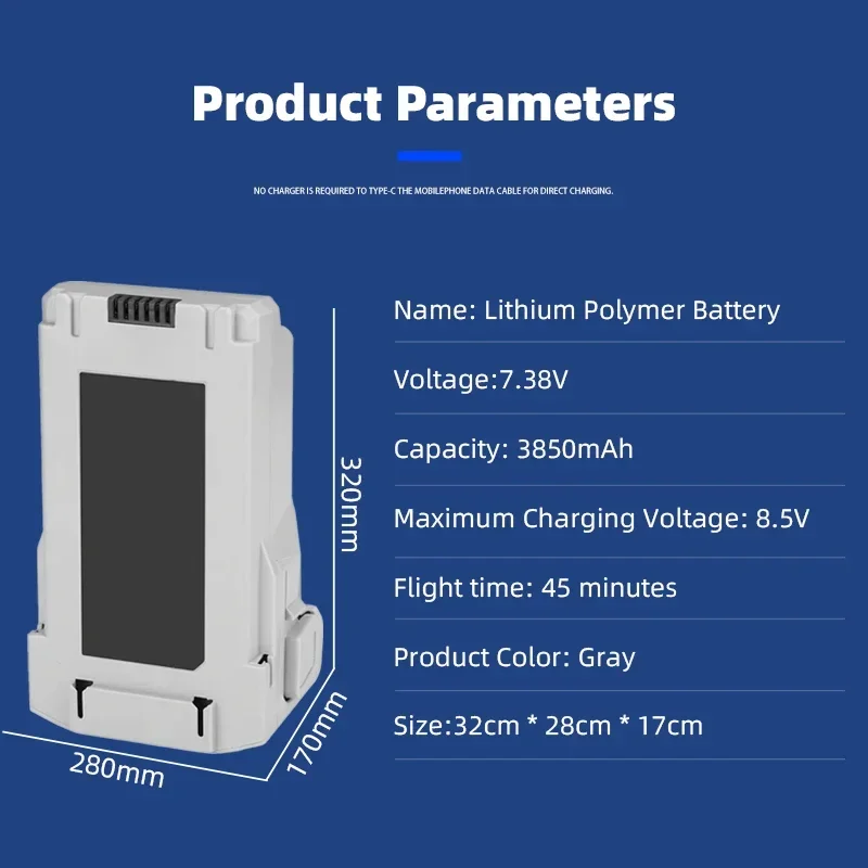 DJI-Batterie articulation Polymère pour Drone Mini 3/Mini 3 Pro RC, Vol Intelligent, 7.38V, 3850mAh